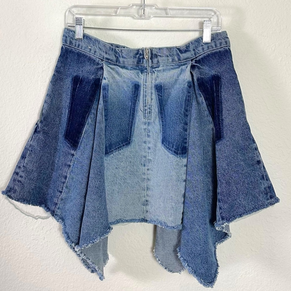 Free People Bohemian Retro 70s Festival Wild River Handkerchief Denim Skirt 28 - Picture 10 of 12
